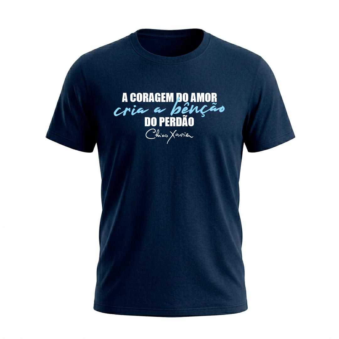 Camiseta Masculina A coragem do amor Coleção Chico Xavier