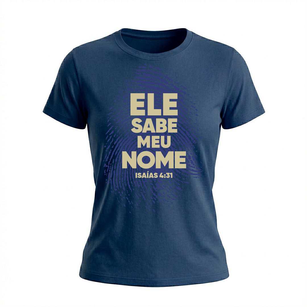 Baby Look Feminina Ele sabe meu nome Isaias 43 Coleção Versículos Bíblicos - Imagem 3
