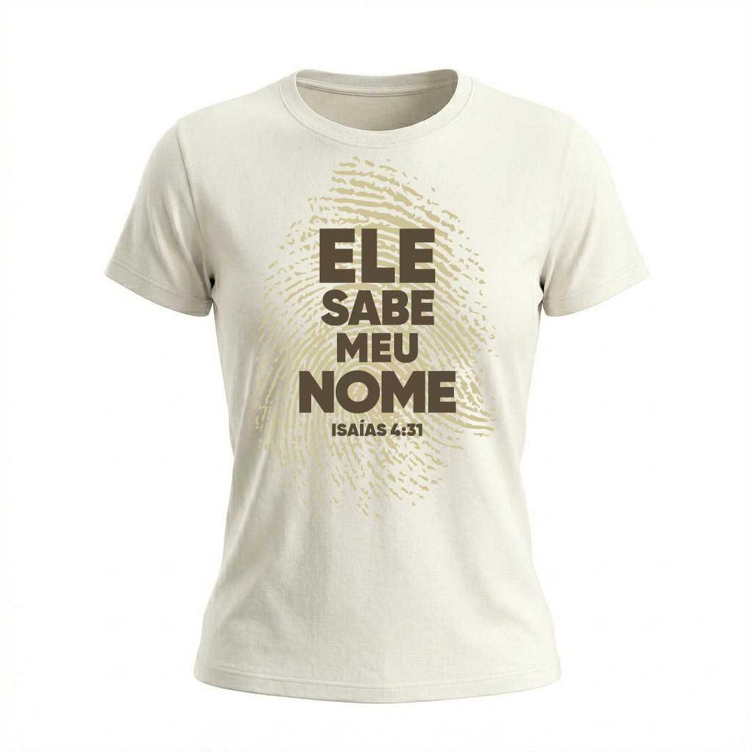 Baby Look Feminina Ele sabe meu nome Isaias 43 Coleção Versículos Bíblicos - Imagem 7