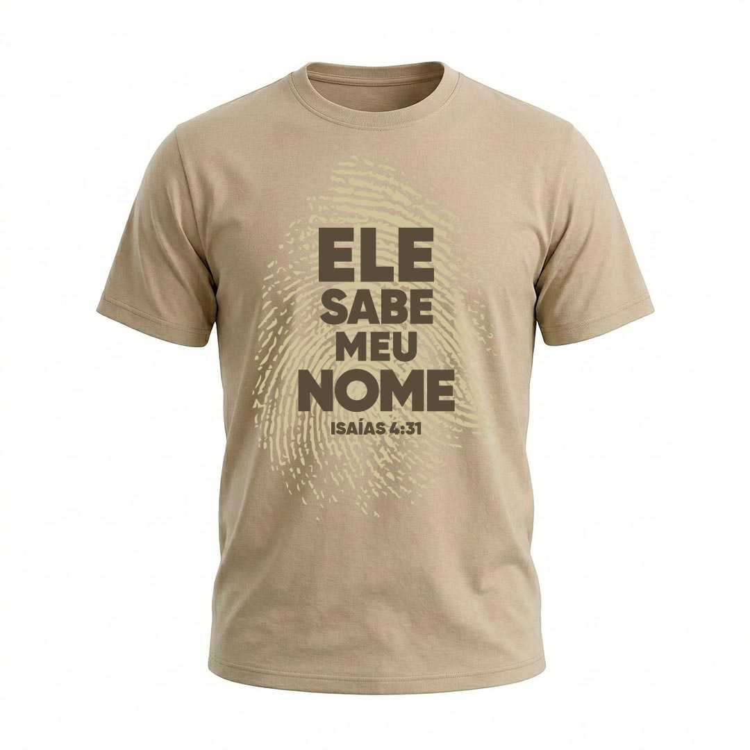 Camiseta Masculina Ele sabe meu nome Isaias 43 Coleção Versículos Bíblicos - Imagem 5