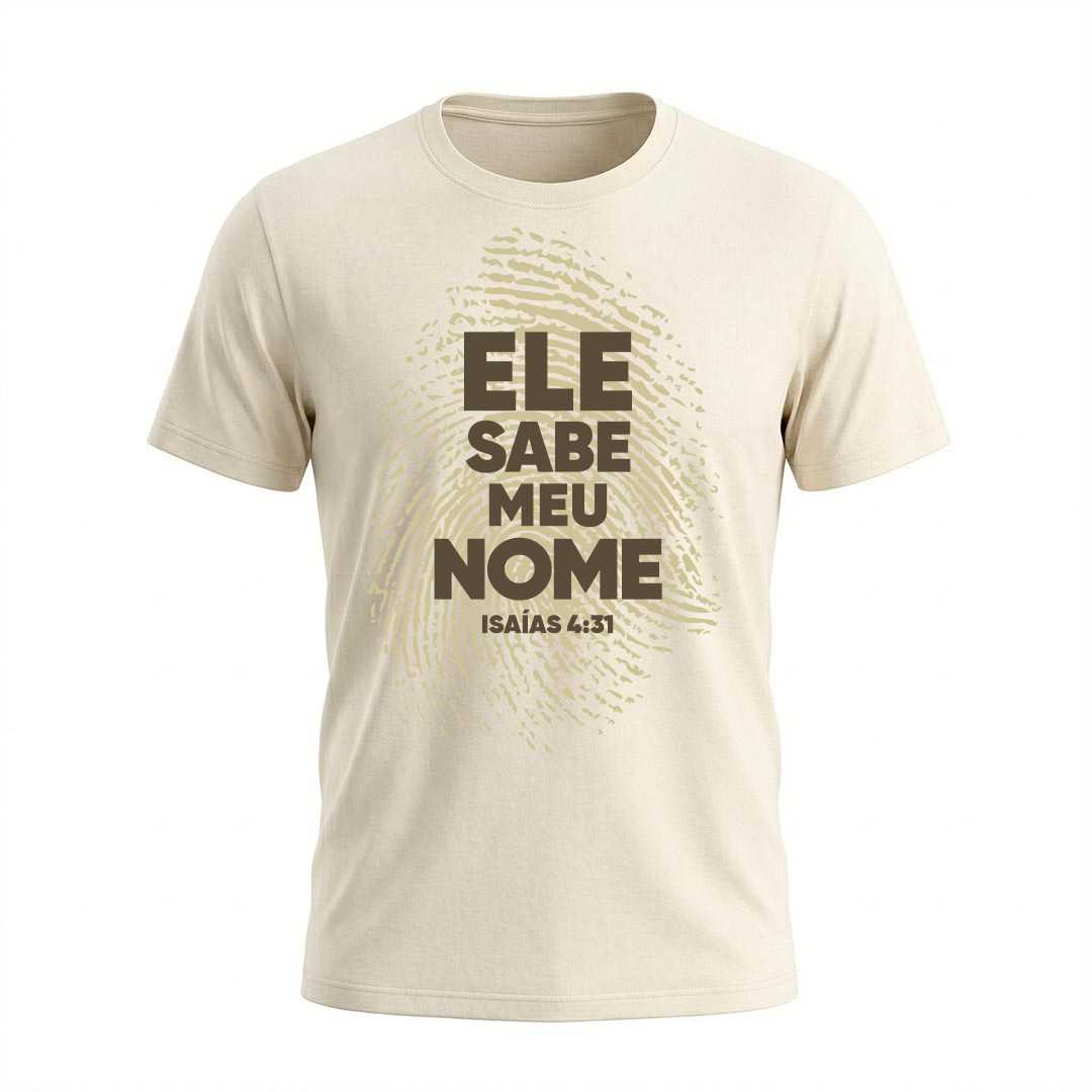 Camiseta Masculina Ele sabe meu nome Isaias 43 Coleção Versículos Bíblicos - Imagem 7