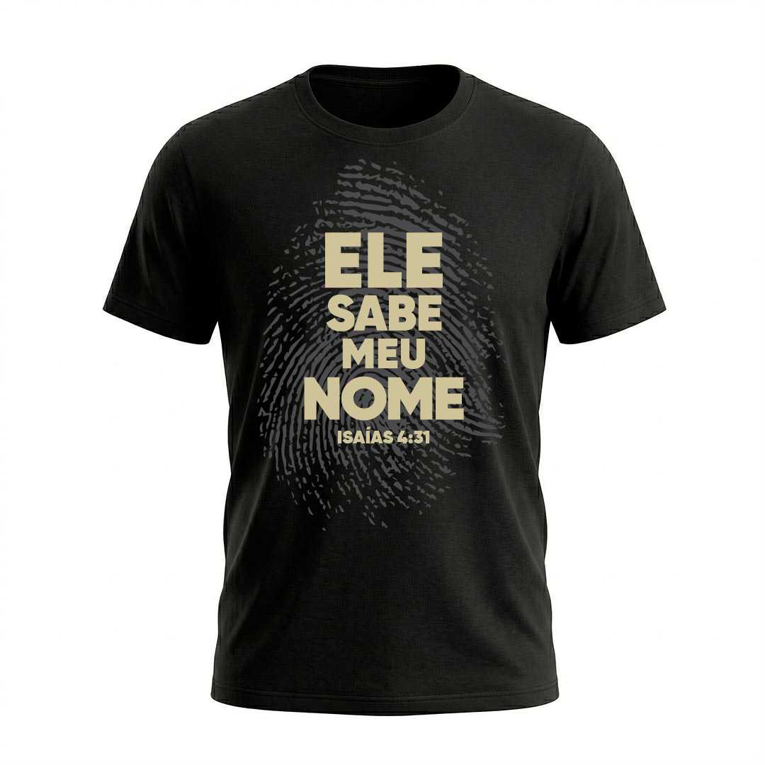 Camiseta Masculina Ele sabe meu nome Isaias 43 Coleção Versículos Bíblicos - Imagem 9