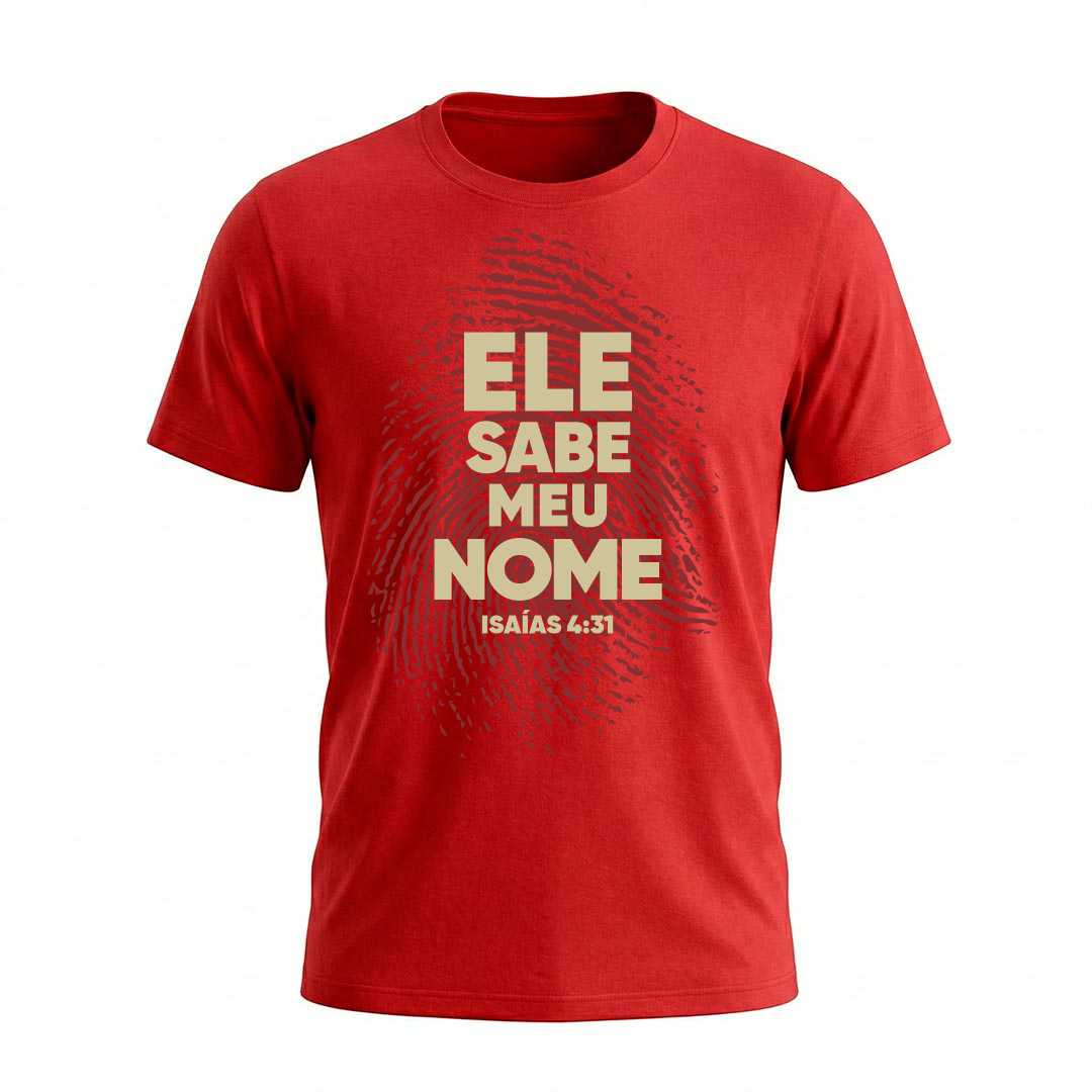 Camiseta Masculina Ele sabe meu nome Isaias 43 Coleção Versículos Bíblicos - Imagem 11