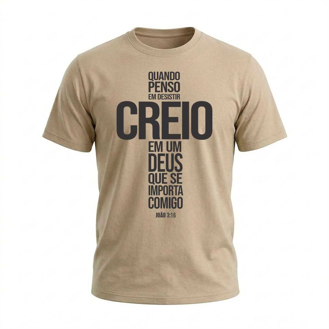 Camiseta Masculina Quando Penso em Desistir Creio em Deus Coleção Jesus - Imagem 7
