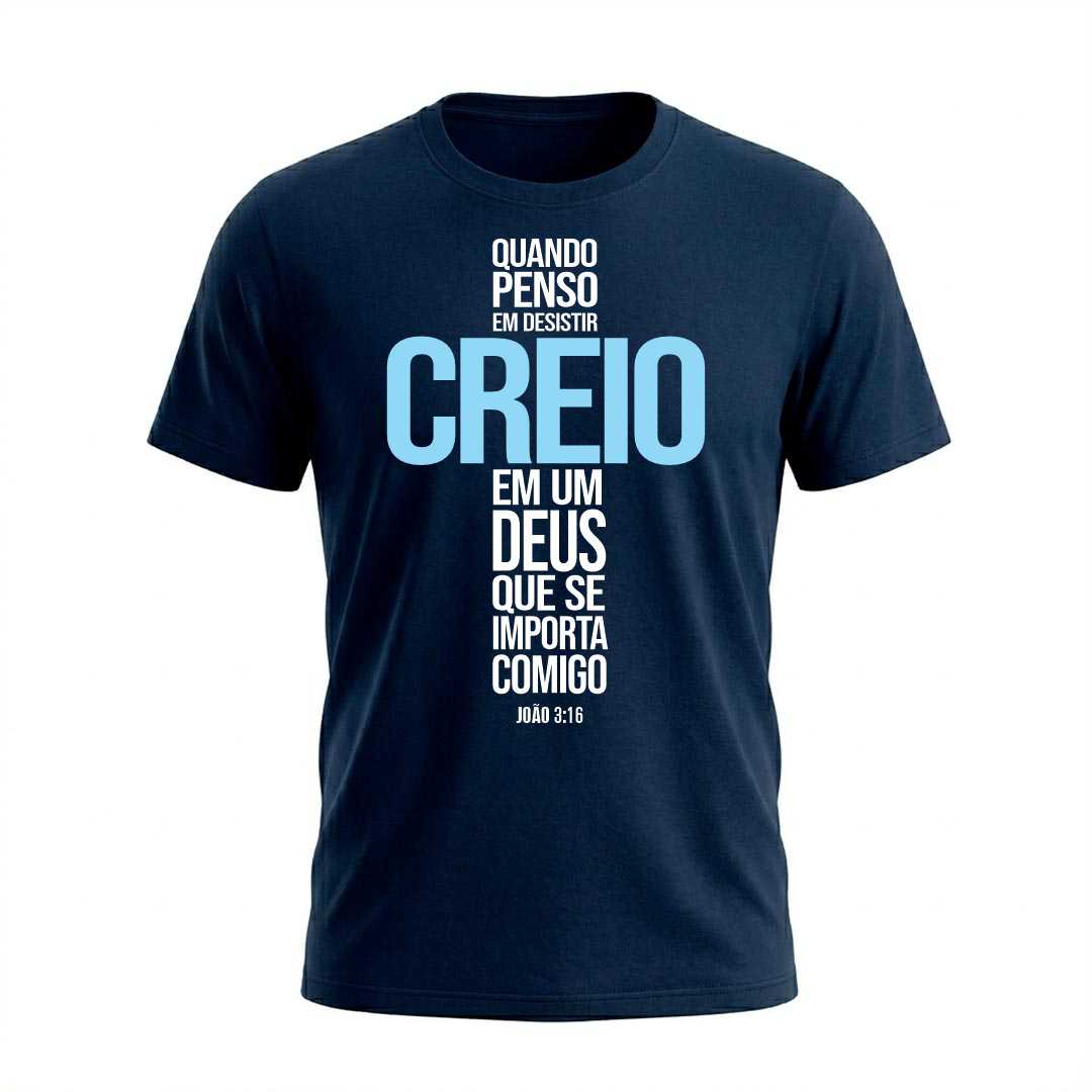 Camiseta Masculina Quando Penso em Desistir Creio em Deus Coleção Jesus - Imagem 5