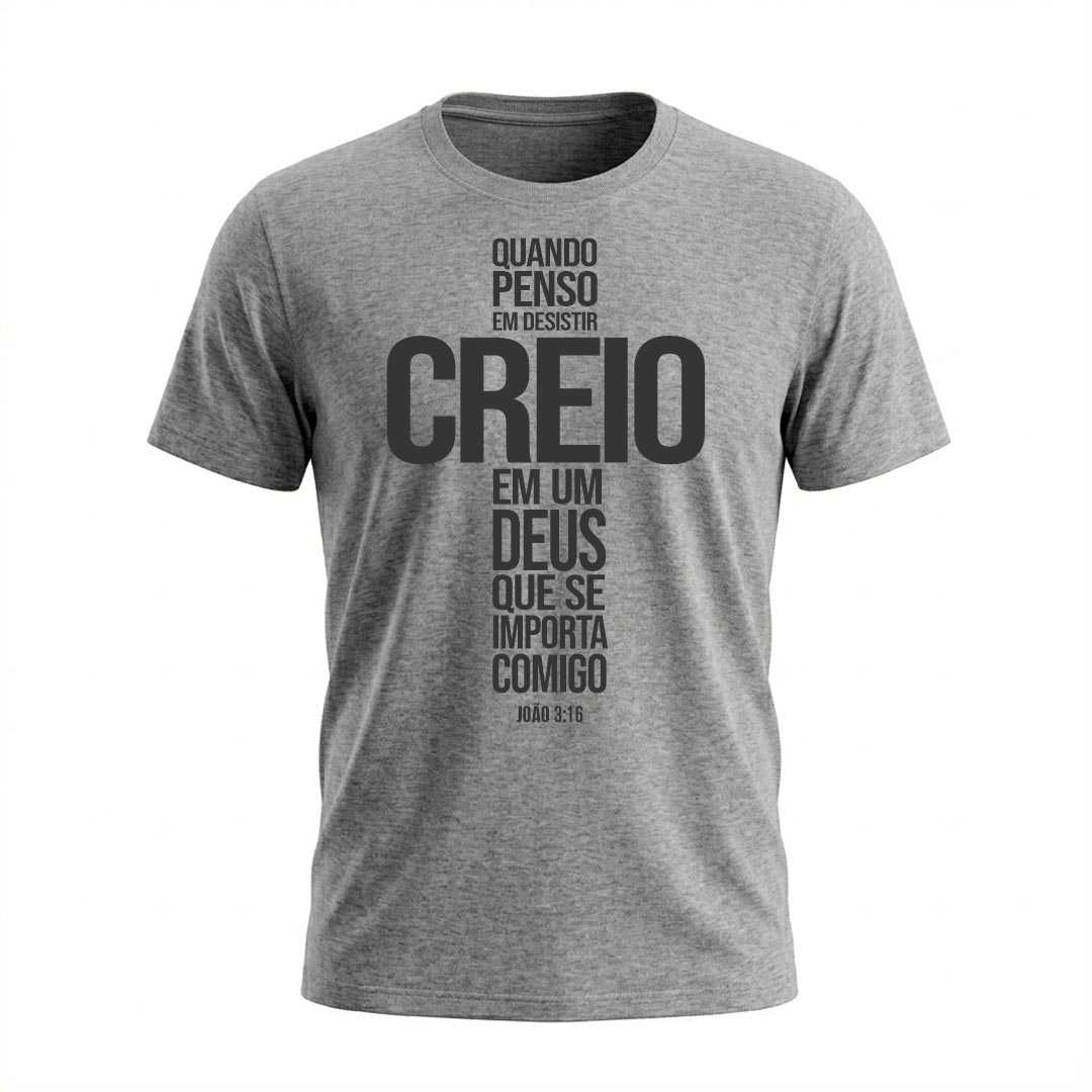 Camiseta Masculina Quando Penso em Desistir Creio em Deus Coleção Jesus - Imagem 9