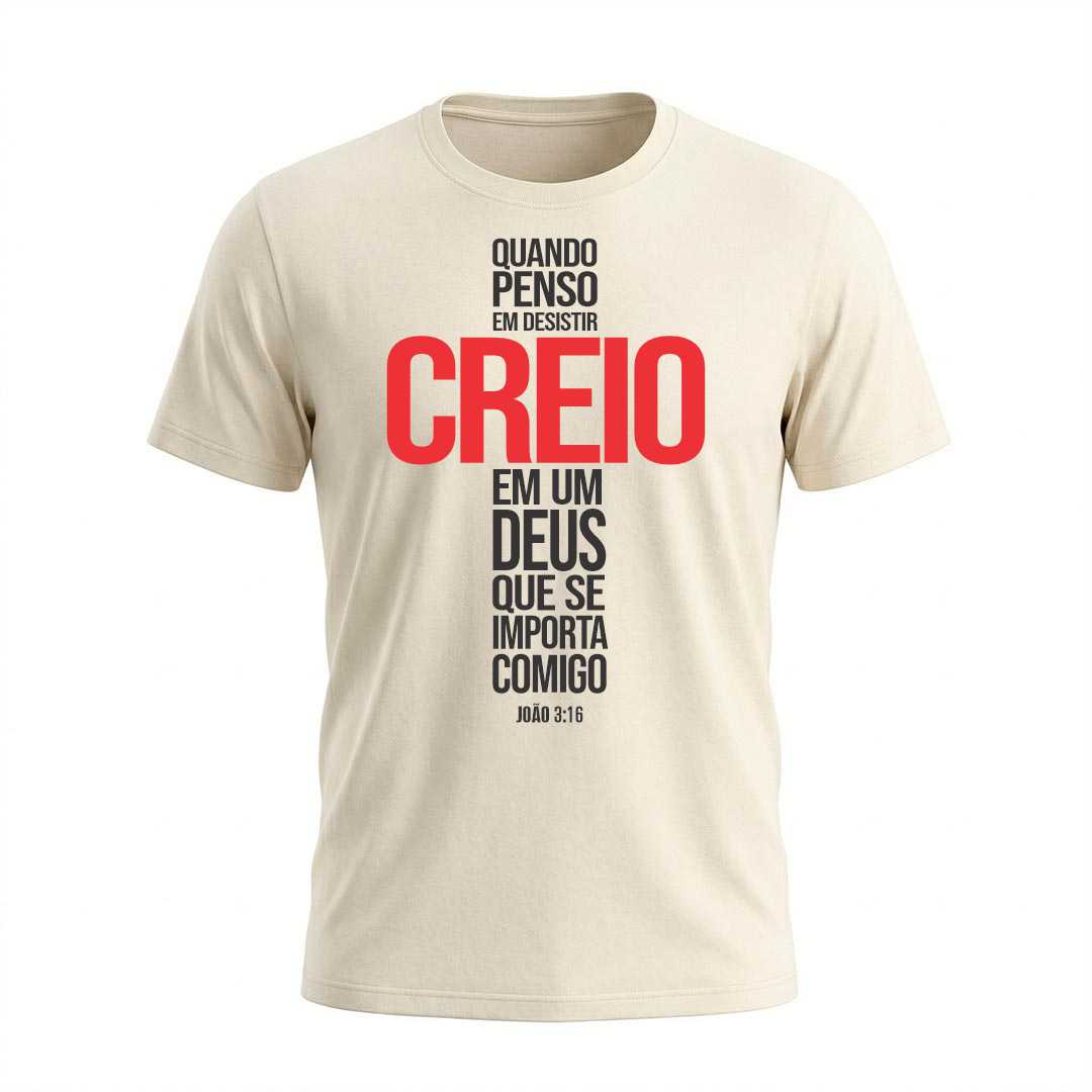 Camiseta Masculina Quando Penso em Desistir Creio em Deus Coleção Jesus - Imagem 3