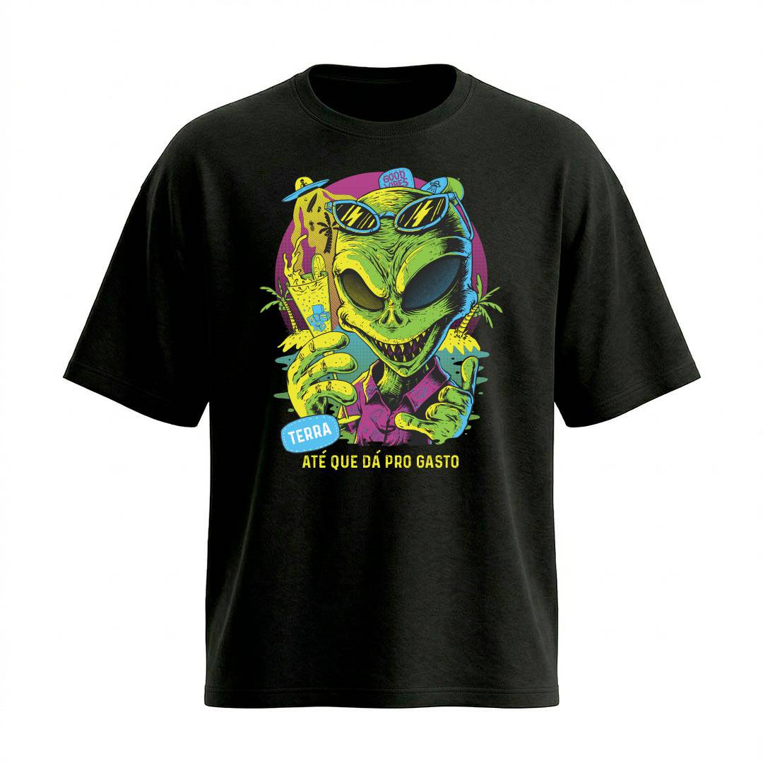 Camiseta Oversized Terra Até Que Dá Pro Gasto | Cultura Geek e Humor