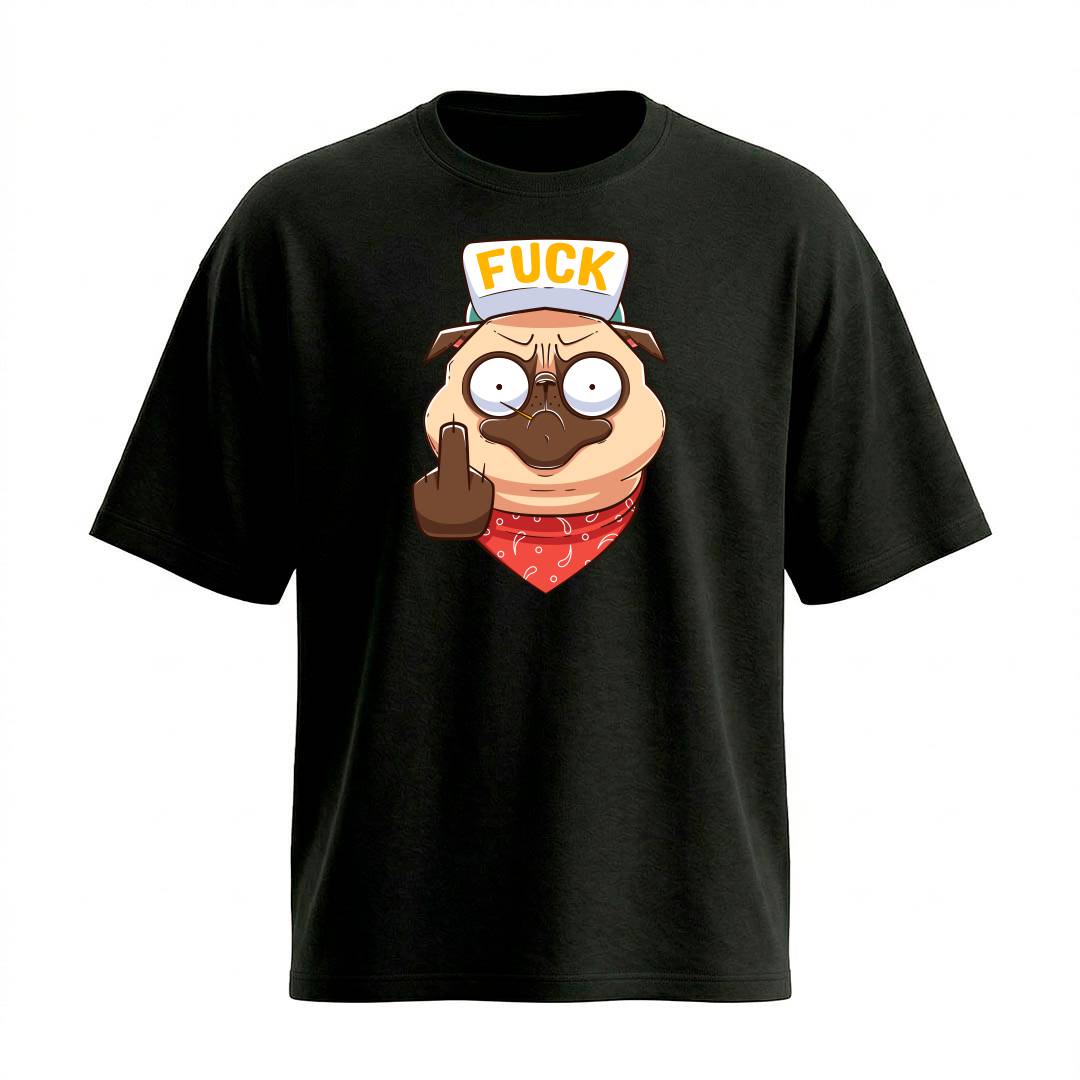Camiseta Oversized Pug Zero Paciência | Humor e Irreverência