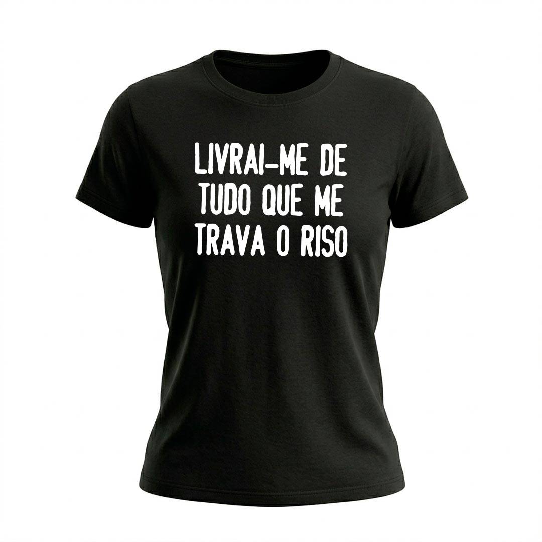 Baby Look Feminina Livrai-me de tudo que me trava o riso | Motivação e Inspiração - Imagem 3